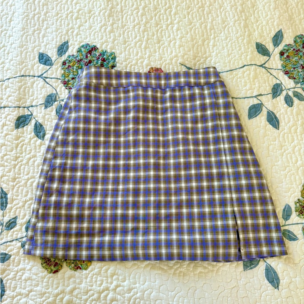 Plaid Mini Skirt in Lavender and Brown